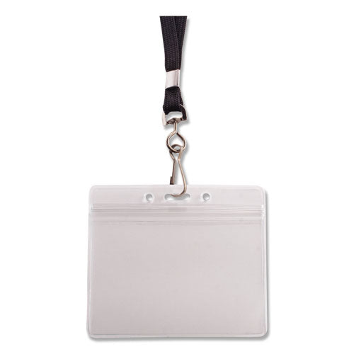 Image of Advantus Resealable Badge Holders Combo Pack with 36" Lanyard, Horizontal, Frost 4.13" x 3.75" Holder, 3.88" x 2.63" Insert, 20/Pack