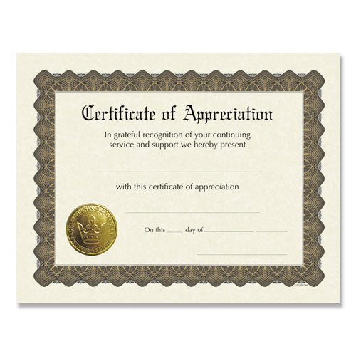 Image of Great Papers!® Ready-To-Use Certificates, Appreciation, 11 X 8.5, Ivory/brown/gold Colors With Brown Border, 6/pack