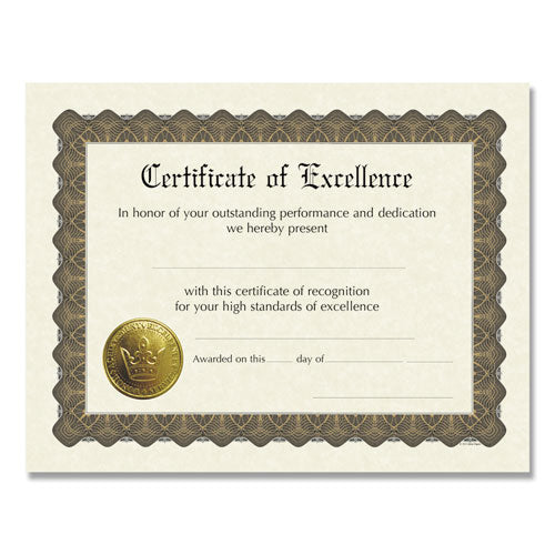 Image of Great Papers!® Ready-To-Use Certificates, Excellence, 11 X 8.5, Ivory/brown/gold Colors With Brown Border, 6/pack