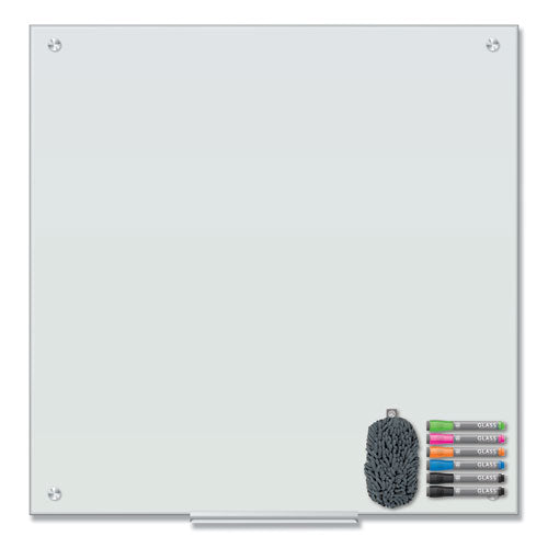 Image of U Brands Magnetic Glass Dry Erase Board Value Pack, 36" x 36" (Actual Size: 35" x 35"), Frosted White Surface