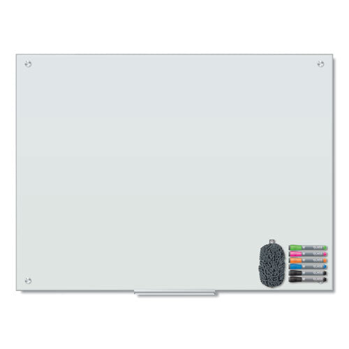 Image of U Brands Magnetic Glass Dry Erase Board Value Pack, 48" x 36" (Actual Size: 47" x 35"), Frosted White Surface