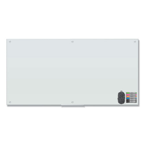 Image of U Brands Magnetic Glass Dry Erase Board Value Pack, 70" x 35", Frosted White Surface