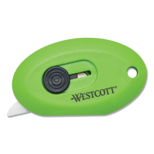 Image of Westcott® Compact Safety Ceramic Blade Box Cutter, Retractable Blade, 0.5" Blade, 2.5" Plastic Handle, Green