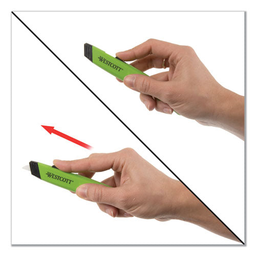 Image of Westcott® Safety Ceramic Blade Box Cutter, 0.5" Blade, 5.5" Plastic Handle, Green