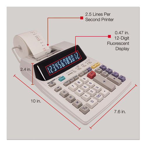 Image of Sharp® El-1801v Two-Color Printing Calculator, Black/red Print, 2.1 Lines/sec