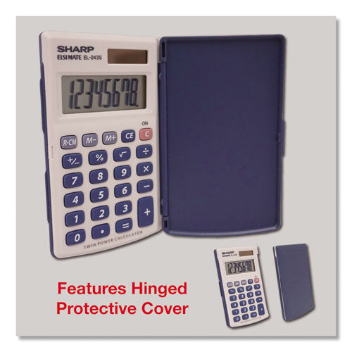 Image of Sharp® El-243sb Solar Pocket Calculator, 8-Digit Lcd