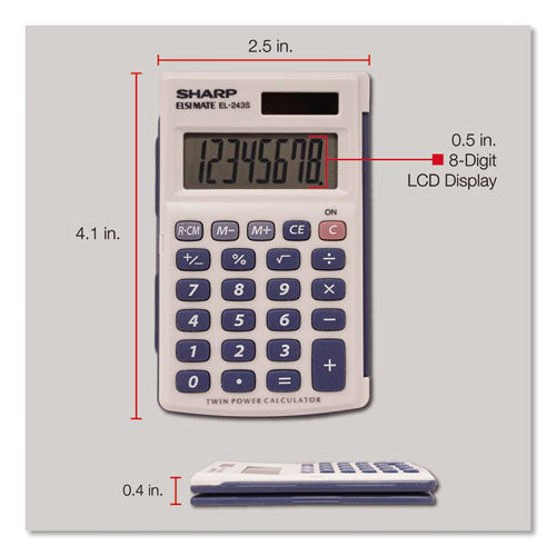 Image of Sharp® El-243sb Solar Pocket Calculator, 8-Digit Lcd