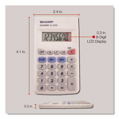 Image of Sharp® El233sb Pocket Calculator, 8-Digit Lcd