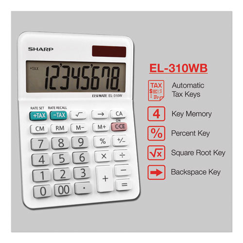 Image of Sharp® El-310wb Mini Desktop Calculator, 8-Digit Lcd