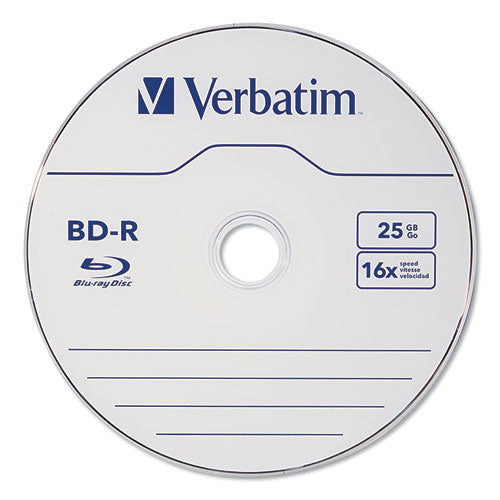 Image of Verbatim® Bd-R Blu-Ray Disc, 25 Gb, 16x, White, 10/pack