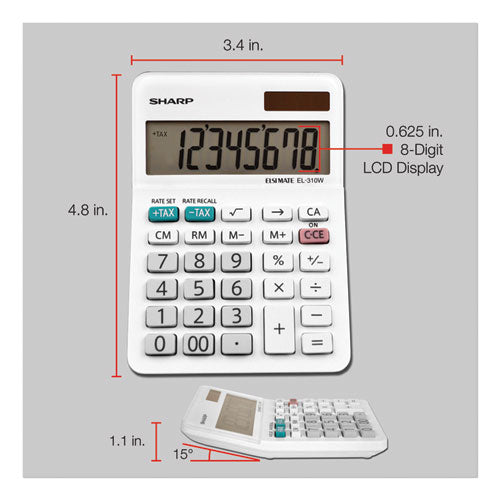 Image of Sharp® El-310wb Mini Desktop Calculator, 8-Digit Lcd