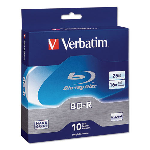 Image of Verbatim® Bd-R Blu-Ray Disc, 25 Gb, 16x, White, 10/pack