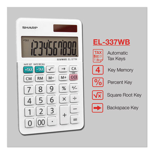 Image of Sharp® El-377wb Large Pocket Calculator, 10-Digit Lcd