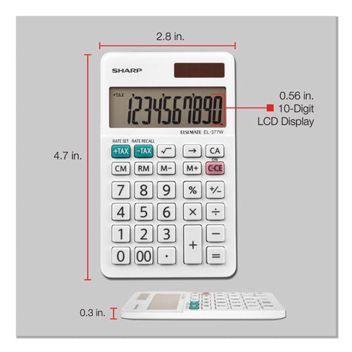 Image of Sharp® El-377wb Large Pocket Calculator, 10-Digit Lcd