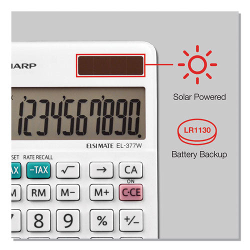 Image of Sharp® El-377wb Large Pocket Calculator, 10-Digit Lcd