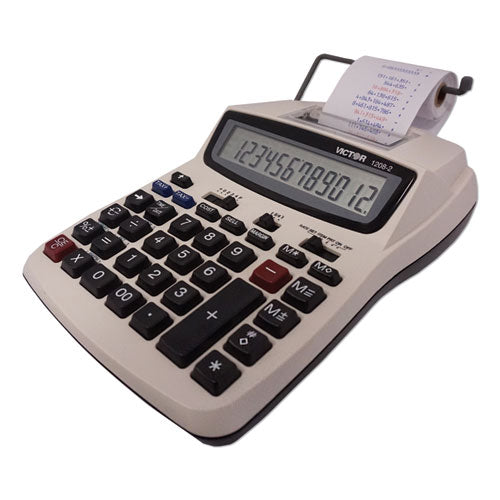Image of Victor® 1208-2 Two-Color Compact Printing Calculator, Black/red Print, 2.3 Lines/sec