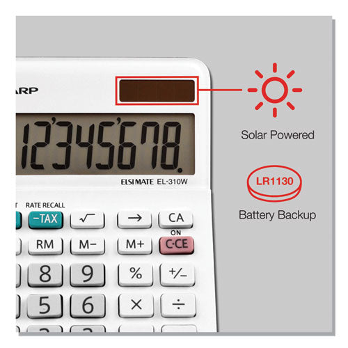 Image of Sharp® El-310wb Mini Desktop Calculator, 8-Digit Lcd