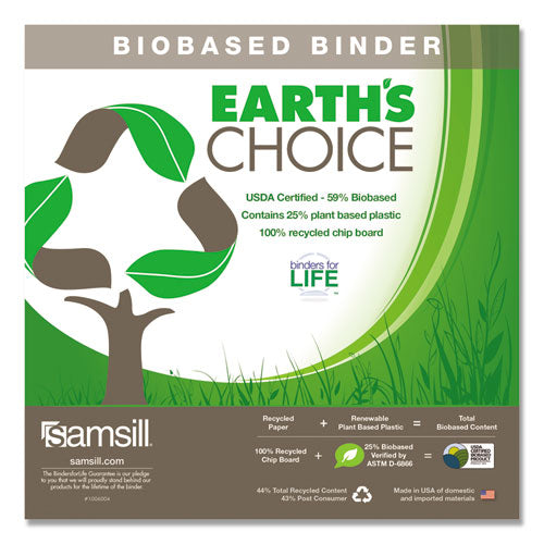 Image of Samsill® Earth's Choice Plant-Based D-Ring View Binder, 3 Rings, 2" Capacity, 11 x 8.5, White