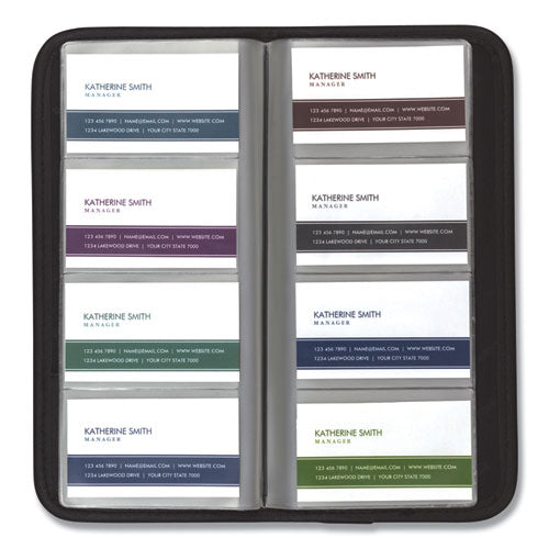 Image of Samsill® Professional Vinyl Business Card File, Holds 160 2 x 3.5 Cards, 4.75 x 10.25, Black