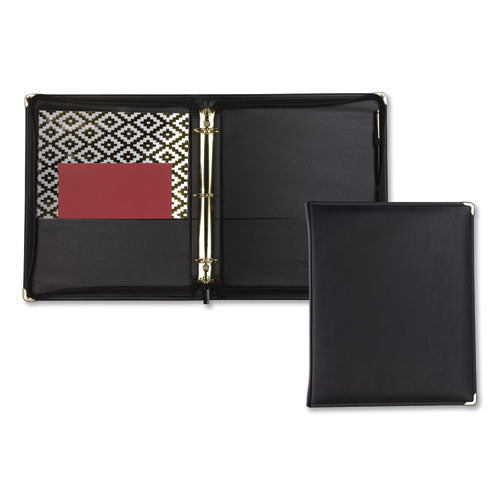 Image of Samsill® Classic Collection Zipper Ring Binder, 3 Rings, 1.5" Capacity, 11 X 8.5, Black