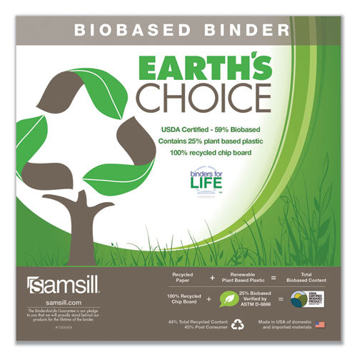 Image of Samsill® Earth's Choice Plant-Based D-Ring View Binder, 3 Rings, 1.5" Capacity, 11 x 8.5, White
