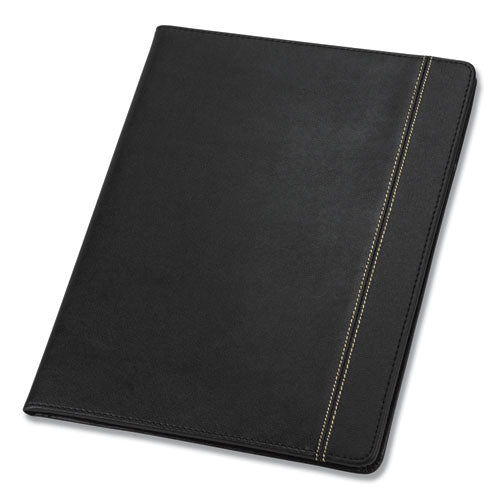 Image of Samsill® Slimline Padfolio, Leather-Look/faux Reptile Trim, Writing Pad, Black