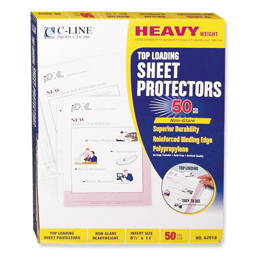 Image of C-Line® Heavyweight Polypropylene Sheet Protectors, Non-Glare, 2", 11 x 8.5, 50/Box