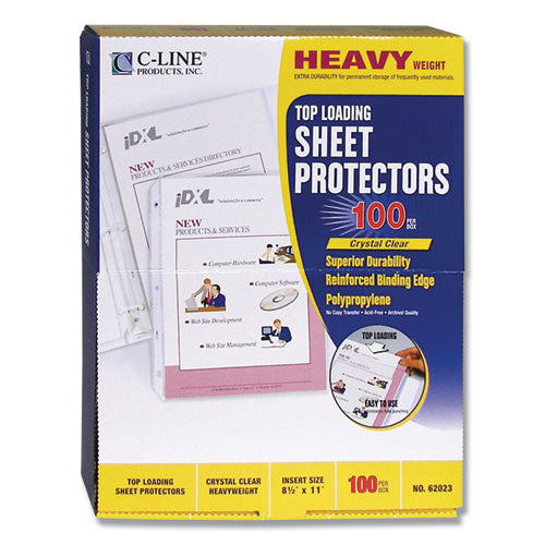 Image of C-Line® Heavyweight Polypropylene Sheet Protectors, Clear, 2", 11 x 8.5, 100/Box