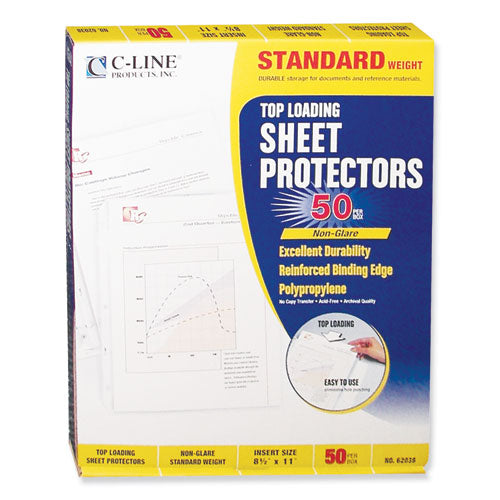 Image of C-Line® Standard Weight Polypropylene Sheet Protectors, Non-Glare, 2", 11 x 8.5, 50/Box