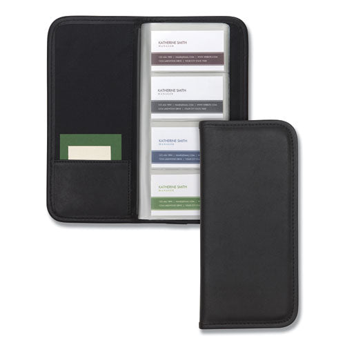 Image of Samsill® Professional Vinyl Business Card File, Holds 160 2 x 3.5 Cards, 4.75 x 10.25, Black