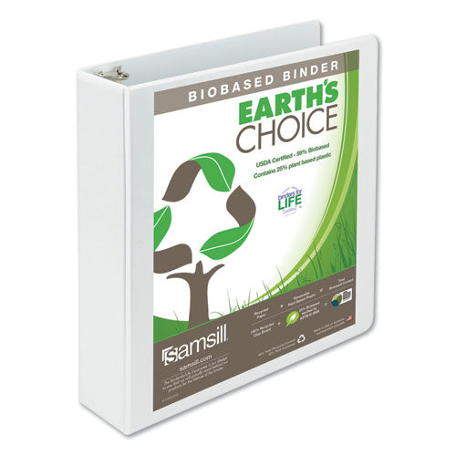 Image of Samsill® Earth's Choice Plant-Based Round Ring View Binder, 3 Rings, 2" Capacity, 11 x 8.5, White