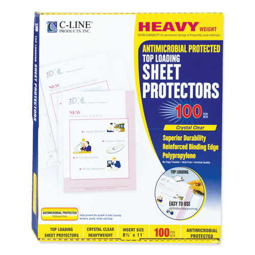 Image of C-Line® Hvywt Poly Sht Protectors, Clear, Top-Loading, 2", 11 x 8.5, 100/BX