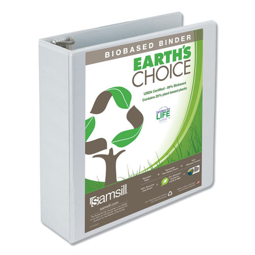 Image of Samsill® Earth's Choice Plant-Based Round Ring View Binder, 3 Rings, 3" Capacity, 11 x 8.5, White