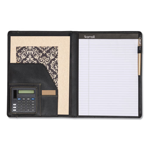 Image of Samsill® Slimline Padfolio, Leather-Look/faux Reptile Trim, Writing Pad, Black