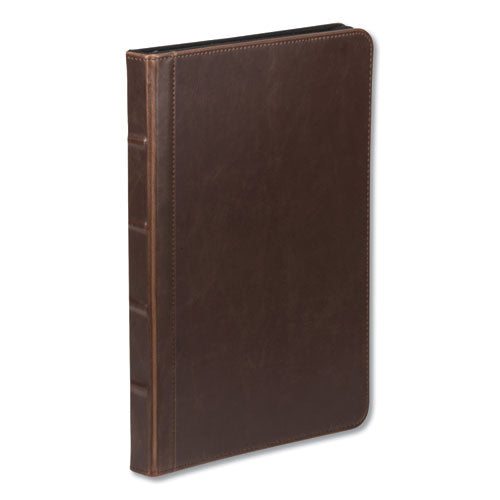 Image of Samsill® Vintage Hardback Zipper Portfolio, Vinyl, Dark Brown, 11 x 8.5