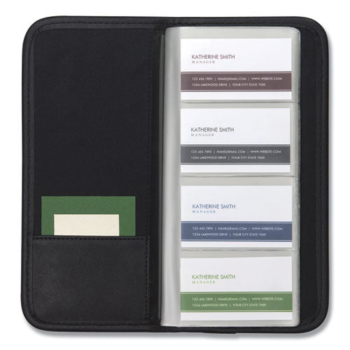 Image of Samsill® Professional Vinyl Business Card File, Holds 160 2 x 3.5 Cards, 4.75 x 10.25, Black