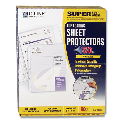 Image of C-Line® Super Heavyweight Poly Sheet Protectors, Non-Glare, 2", 11 x 8.5, 50/Box