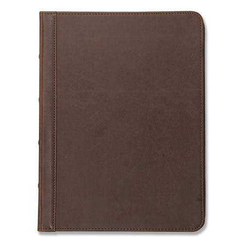 Image of Samsill® Vintage Hardback Zipper Portfolio, Vinyl, Dark Brown, 11 x 8.5
