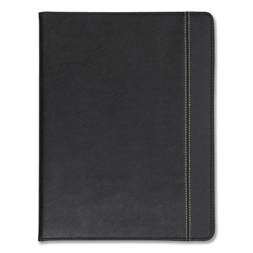 Image of Samsill® Slimline Padfolio, Leather-Look/faux Reptile Trim, Writing Pad, Black