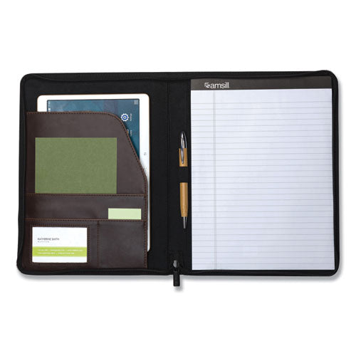Image of Samsill® Vintage Hardback Zipper Portfolio, Vinyl, Dark Brown, 11 x 8.5