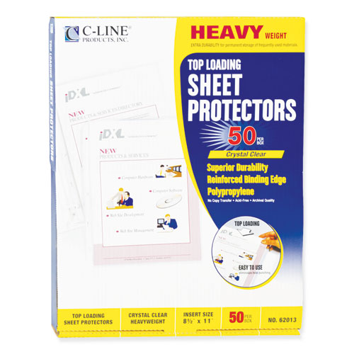 Image of C-Line® Heavyweight Polypropylene Sheet Protectors, Clear, 2", 11 x 8.5, 50/Box