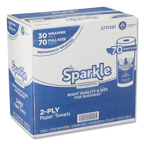 Image of Georgia Pacific® Professional Sparkle ps Premium Perforated Paper Kitchen Towel Roll, 2-Ply, 11 x 8.8, White, 70 Sheets, 30 Rolls/Carton