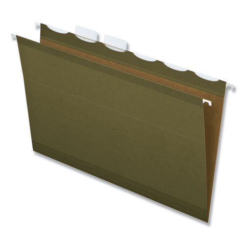 Image of Pendaflex® Ready-Tab Reinforced Hanging File Folders, Legal Size, 1/6-Cut Tabs, Standard Green, 25/Box