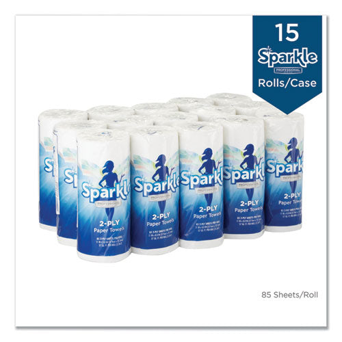 Image of Georgia Pacific® Professional Sparkle ps Premium Perforated Paper Kitchen Towel Roll, 2-Ply, 11 x 8.8, White, 85/Roll, 15 Rolls/Carton