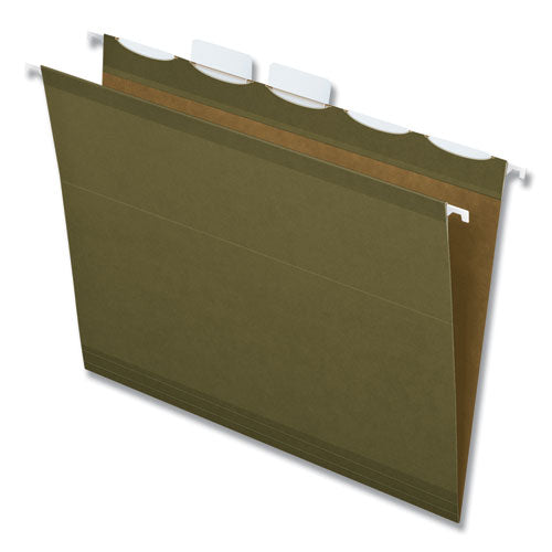 Image of Pendaflex® Ready-Tab Reinforced Hanging File Folders, Letter Size, 1/5-Cut Tabs, Standard Green, 25/Box