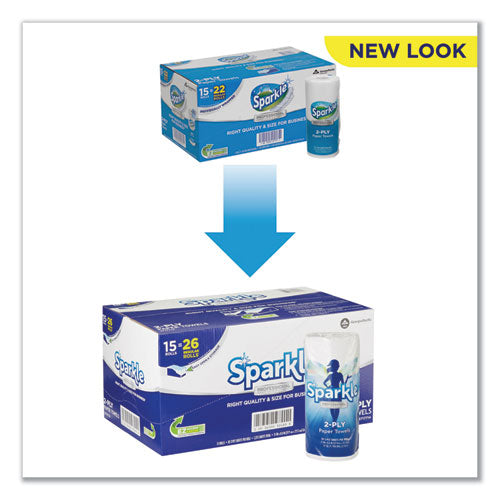 Image of Georgia Pacific® Professional Sparkle ps Premium Perforated Paper Kitchen Towel Roll, 2-Ply, 11 x 8.8, White, 85/Roll, 15 Rolls/Carton