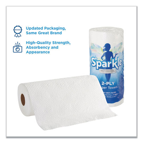 Image of Georgia Pacific® Professional Sparkle ps Premium Perforated Paper Kitchen Towel Roll, 2-Ply, 11 x 8.8, White, 70 Sheets, 30 Rolls/Carton