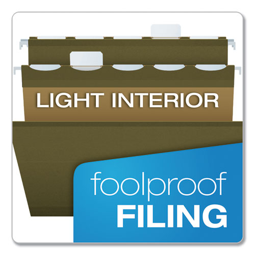 Image of Pendaflex® Ready-Tab Reinforced Hanging File Folders, Legal Size, 1/6-Cut Tabs, Standard Green, 25/Box