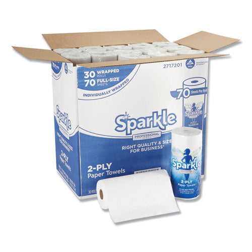 Image of Georgia Pacific® Professional Sparkle ps Premium Perforated Paper Kitchen Towel Roll, 2-Ply, 11 x 8.8, White, 70 Sheets, 30 Rolls/Carton