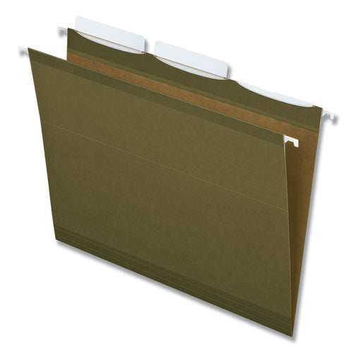 Image of Pendaflex® Ready-Tab Reinforced Hanging File Folders, Letter Size, 1/3-Cut Tabs, Standard Green, 25/Box